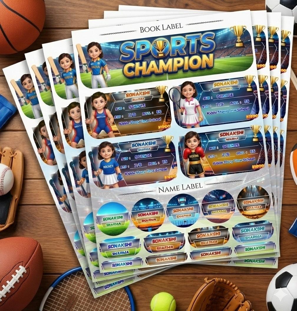 Personalized  Name Stickers for Kids | Custom Notebook & Book Label Stickers with Photo & Name | Glossy Vinyl, Waterproof & Non-Tearable | School Labels for Kids