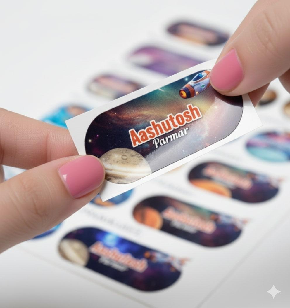Personalized  Name Stickers for Kids | Custom Notebook & Book Label Stickers with Photo & Name | Glossy Vinyl, Waterproof & Non-Tearable | School Labels for Kids