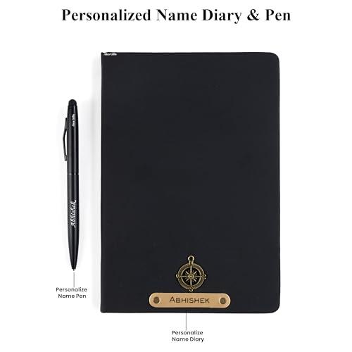 Personalized Name & Charm Leather Diary and Pen Gift Set (Black), photo 2 of 7