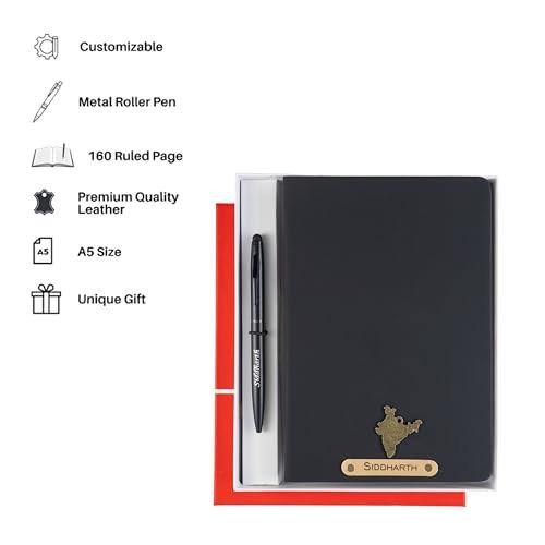 Personalized Name & Charm Leather Diary and Pen Gift Set (Black), photo 7 of 7