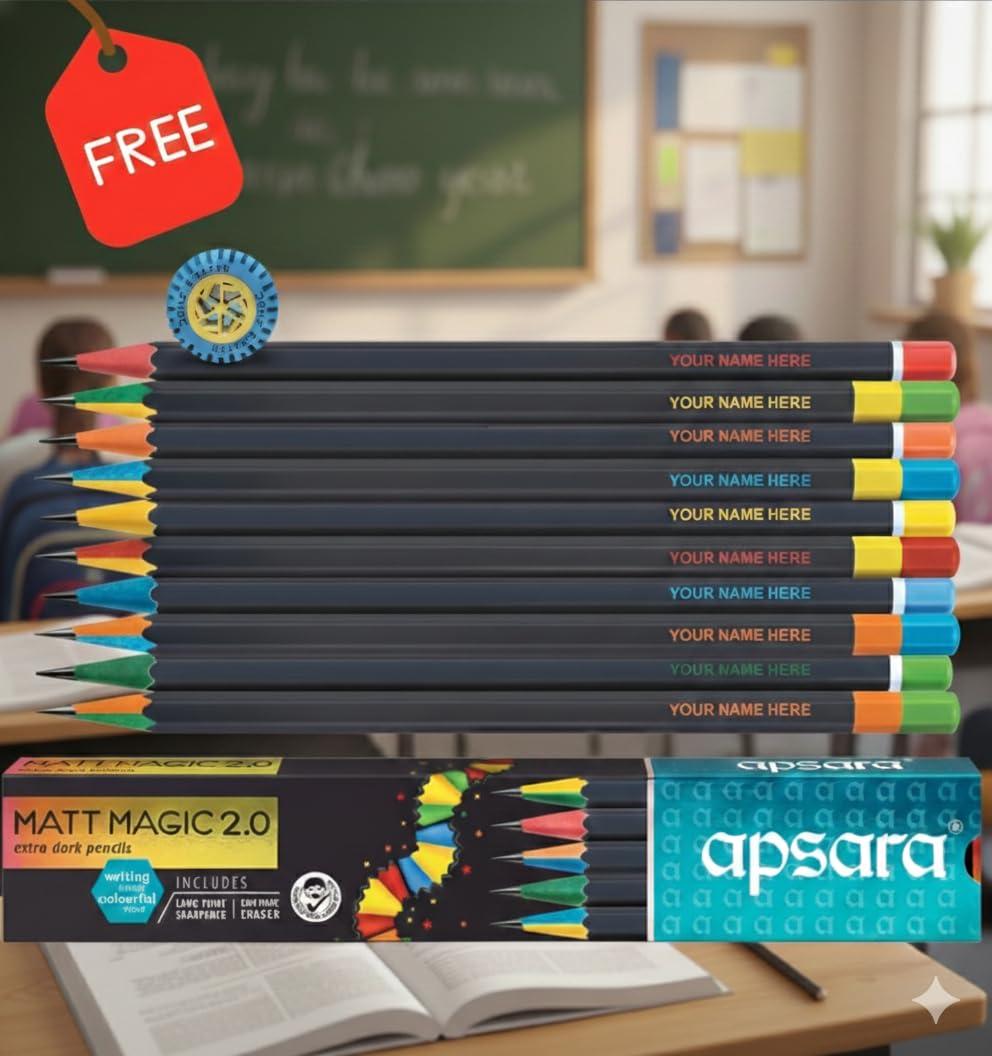 Personalised Name Pencils for Kids Set (20 Pcs) – Customised Engraved Pencil Set for School | Birthday Return Gift | Premium Wooden HB Pencils
