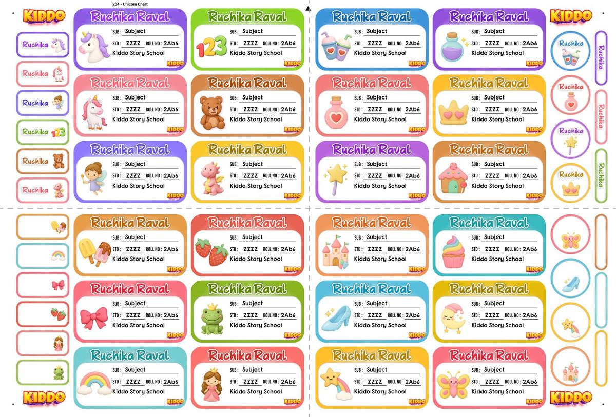 Personalized Name Stickers for Kids (No Photo) | Book & Notebook Labels with Name, Class & School | Waterproof School Labels