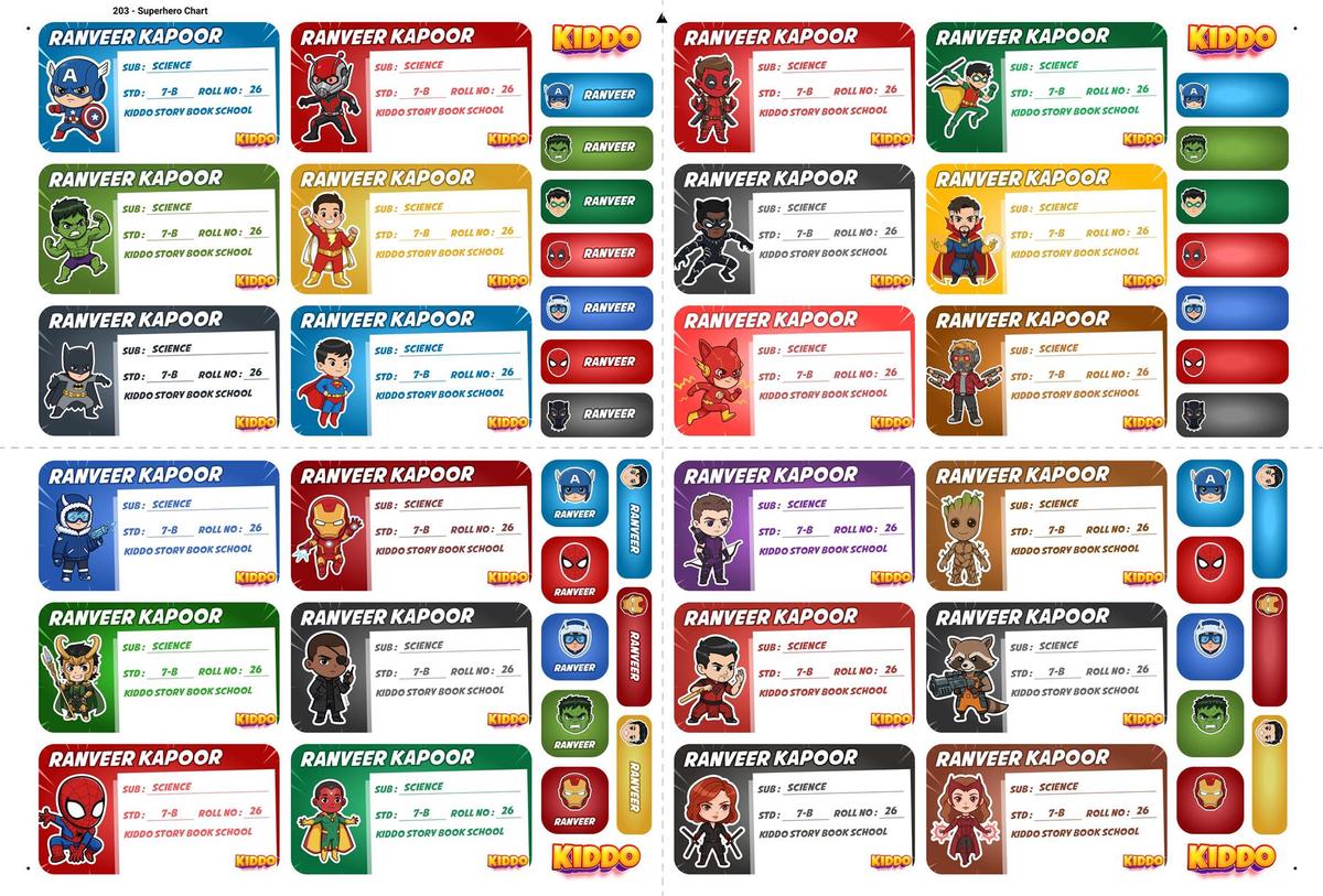 Personalized Name Stickers for Kids (No Photo) | Book & Notebook Labels with Name, Class & School | Waterproof School Labels