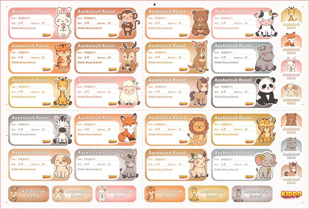 Personalized Name Stickers for Kids (No Photo) | Book & Notebook Labels with Name, Class & School | Waterproof School Labels