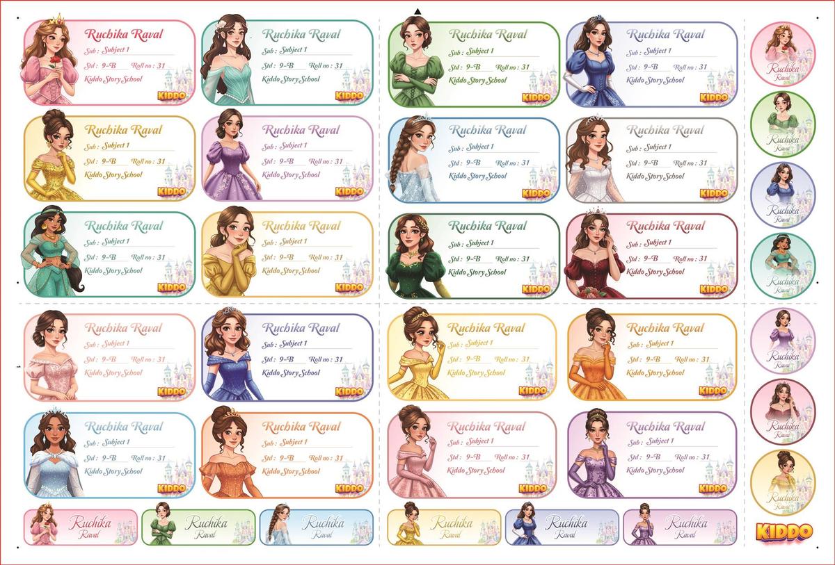 Personalized Name Stickers for Kids (No Photo) | Book & Notebook Labels with Name, Class & School | Waterproof School Labels