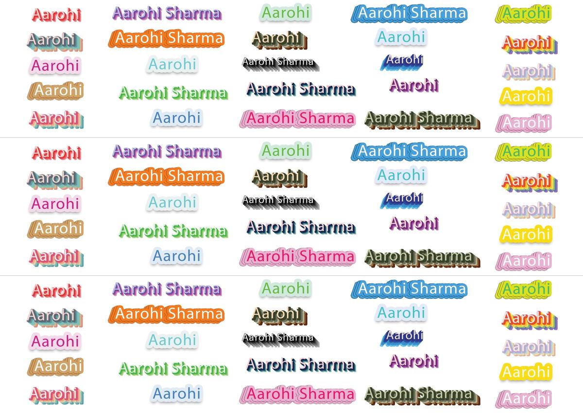 Personalized Name Text DTF Stickers for Kids | 75 Colourful Name Stickers | First Name or Name & Surname