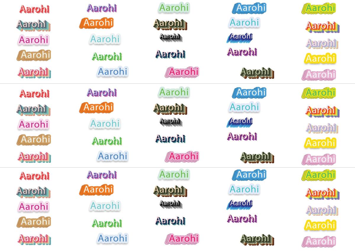 Personalized Name Text DTF Stickers for Kids | 75 Colourful Name Stickers | First Name or Name & Surname