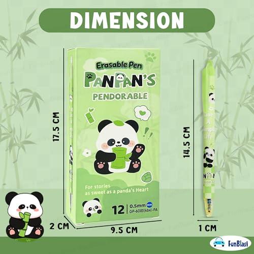 KiddoStore Cute Panda Erasable Gel Pens – 12 Pcs of Gel Pen with Magic Eraser, Kawaii Gel Pens, Lightweight Gel Pen with Comfortable Grip, Stationery for School & Office – Blue Ink