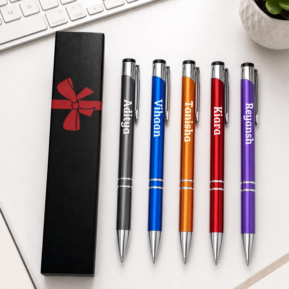 Personalized Metal Pen – Custom Name & Logo Printing (Set of 5 Pens)