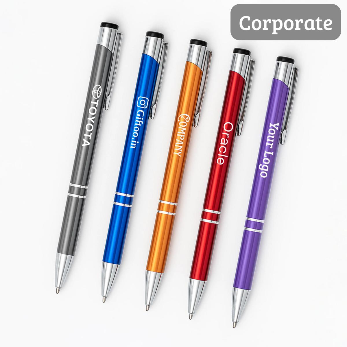 Personalized Metal Pen – Custom Name & Logo Printing (Set of 5 Pens)