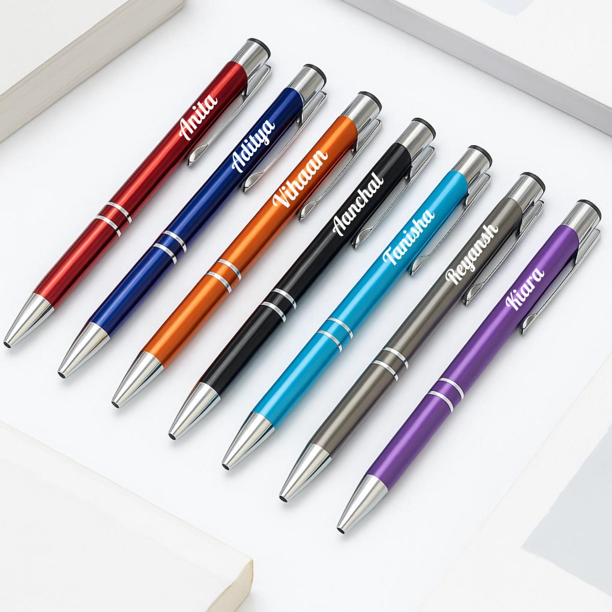 Personalized Metal Pen – Custom Name & Logo Printing (Set of 5 Pens)