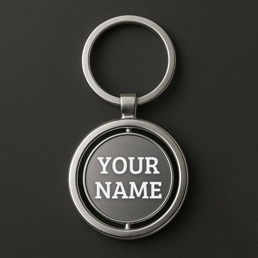 Rotating Metal Keychain with Custom Name Logo Printing (Set of 5)