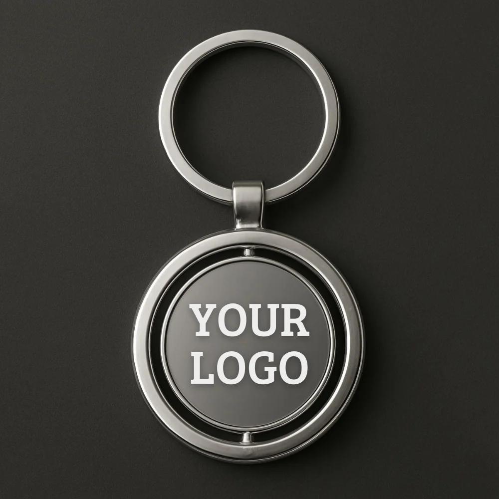 Rotating Metal Keychain with Custom Name Logo Printing (Set of 5)
