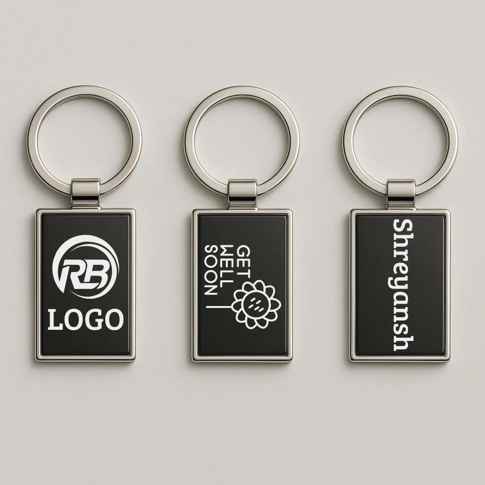 Personalized Rectangular Metal Keychain - Name or Logo Engraving (set of 5)