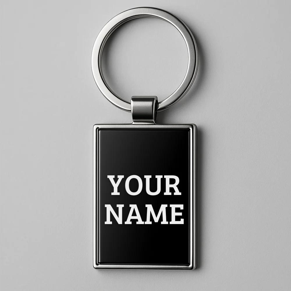 Personalized Rectangular Metal Keychain - Name or Logo Engraving (set of 5)