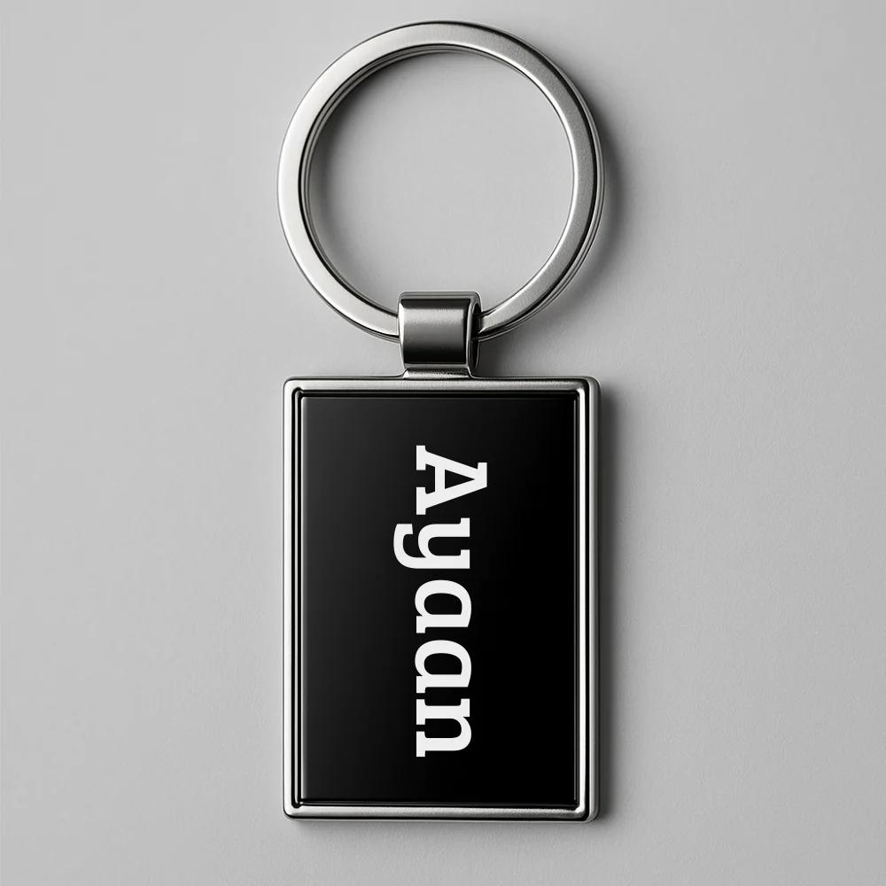 Personalized Rectangular Metal Keychain - Name or Logo Engraving (set of 5)