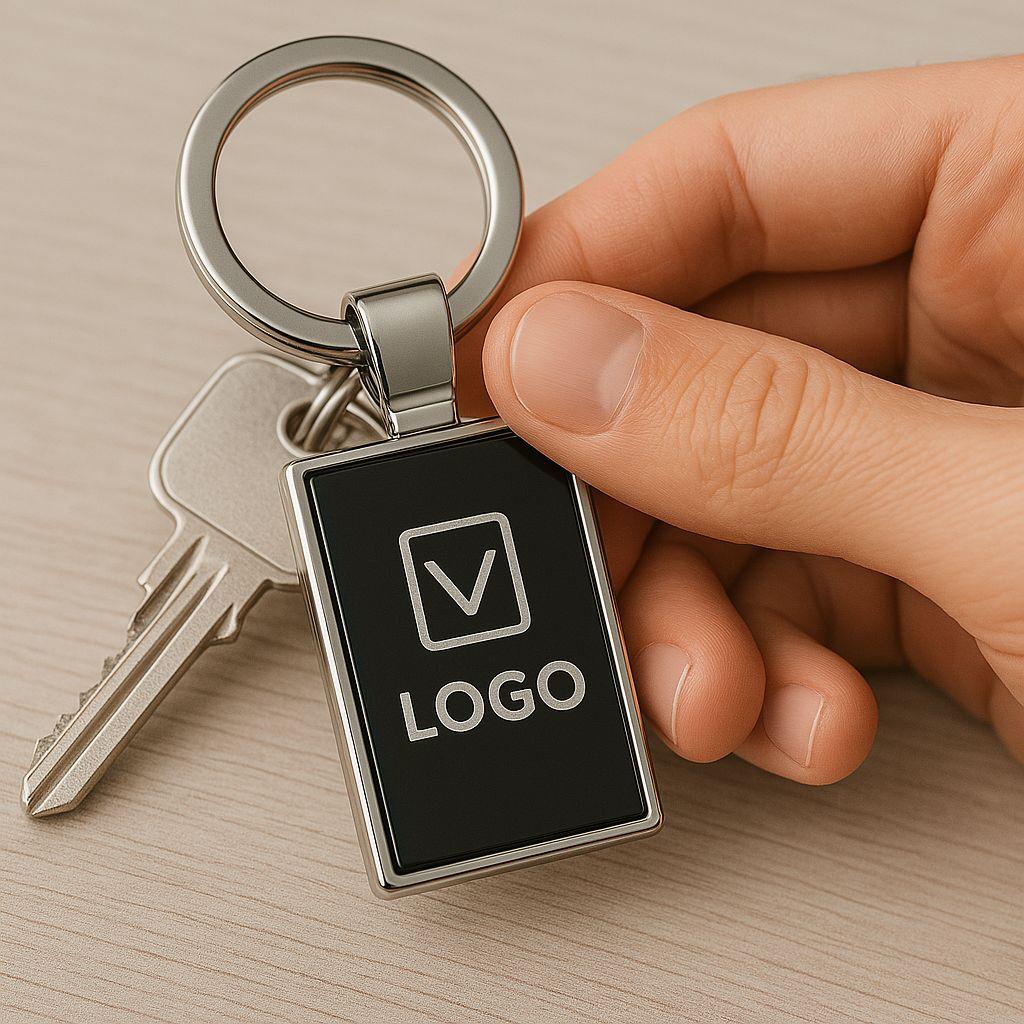 Personalized Rectangular Metal Keychain - Name or Logo Engraving (set of 5)
