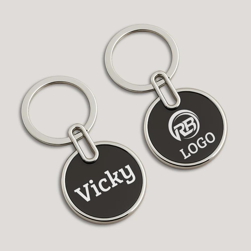 Custom Round Metal Keychain – Engrave Name or Logo (set of 5)