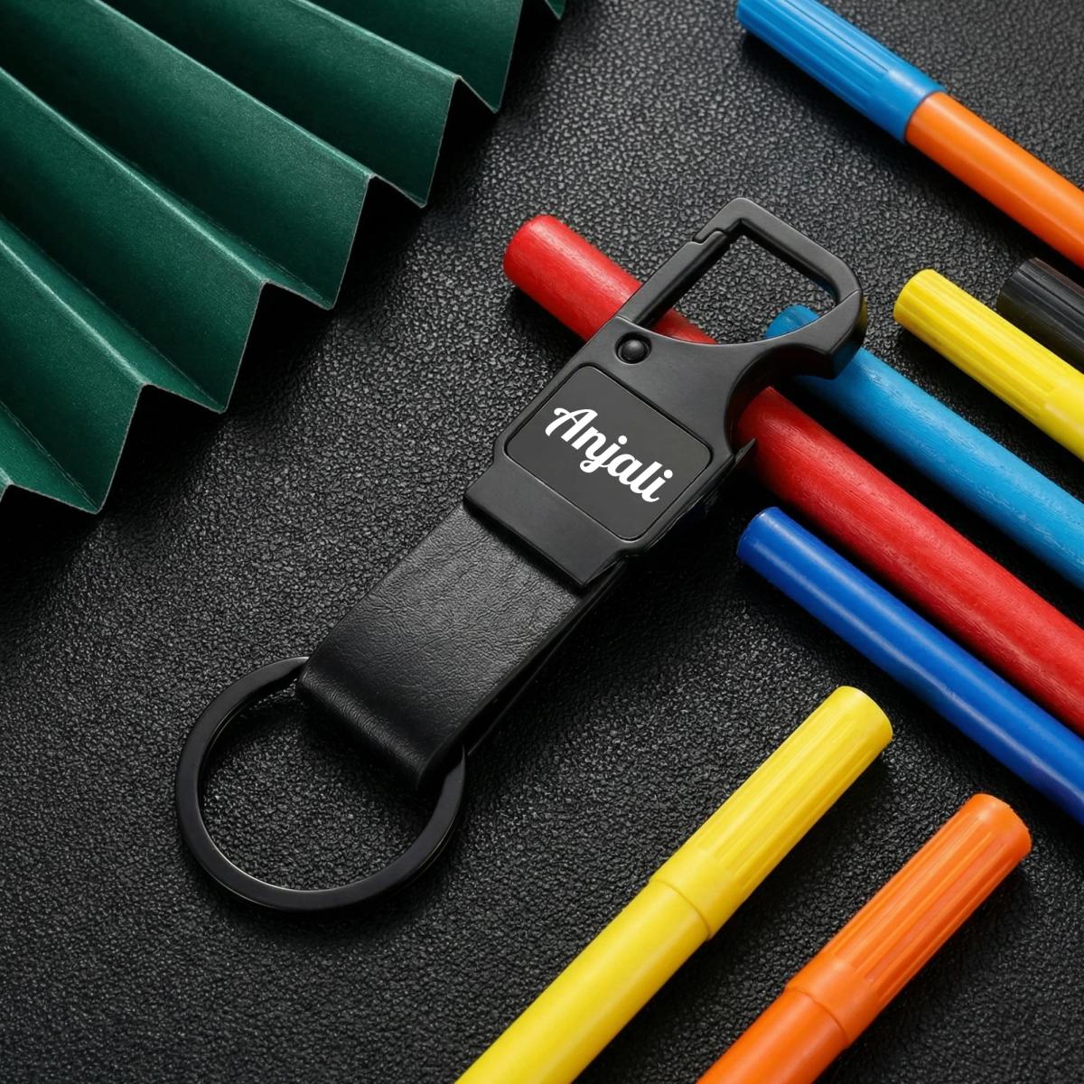 Customised Metal Matte Black Keychain For Corporate & Return Gift (set of 5)