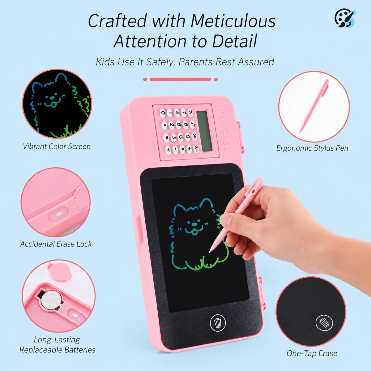 Creative LCD Drawing Tablet & Calculator Compass – Ideal Kids' Gift
