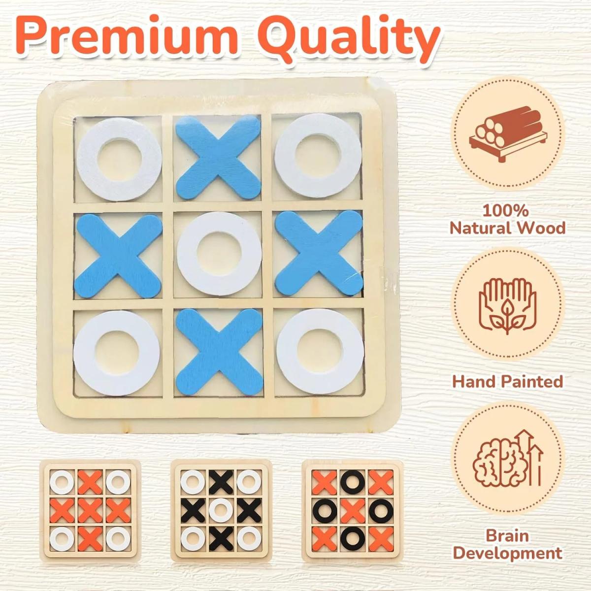 XO Tic-Tac-Toe Wooden Game – Fun Brain Training for Kids(Set of 5)