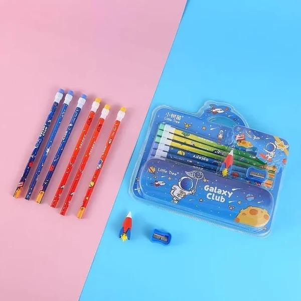 9-in-1 Double-Decker Metal Pencil Box Stationery Set