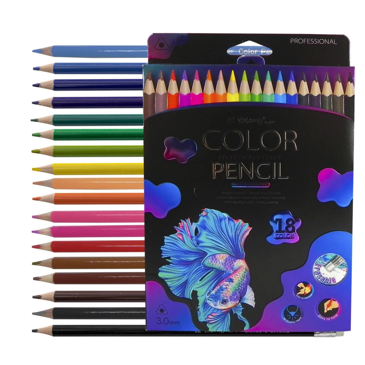 Erasable Color Pencils | 18 Colors | Built-in Eraser
