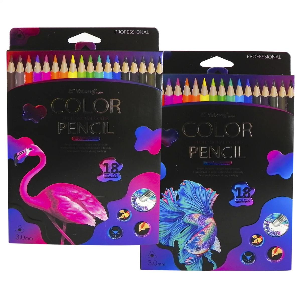Erasable Color Pencils | 18 Colors | Built-in Eraser