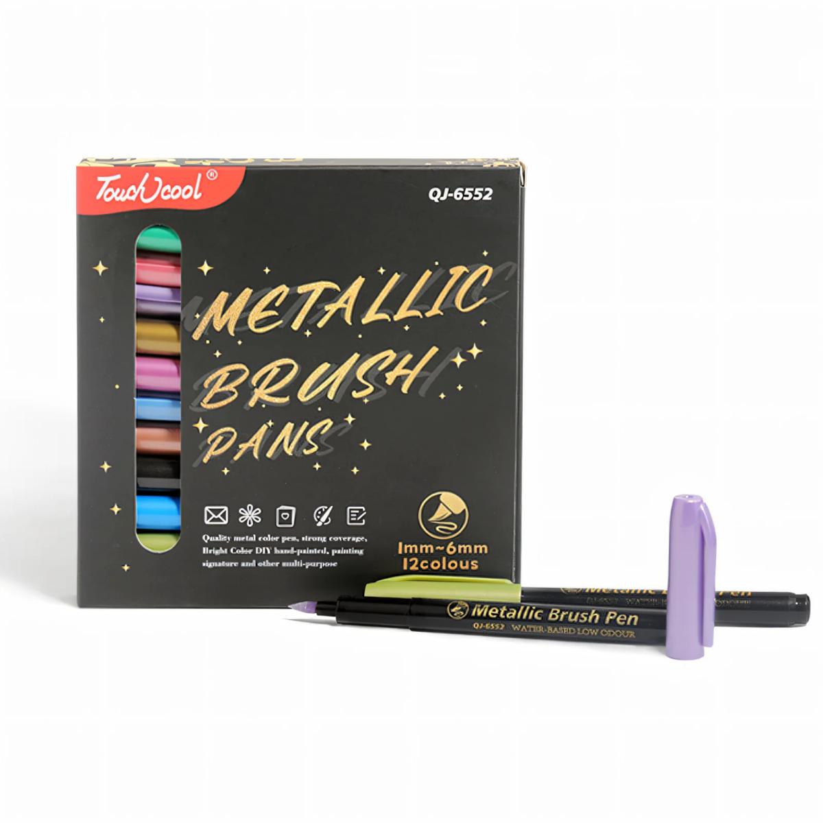 Metallic Brush Pens – 12 Vibrant Shades for DIY Magic