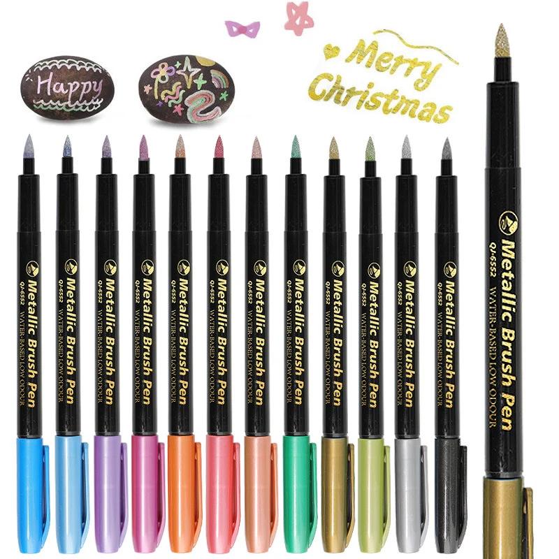 Metallic Brush Pens – 12 Vibrant Shades for DIY Magic