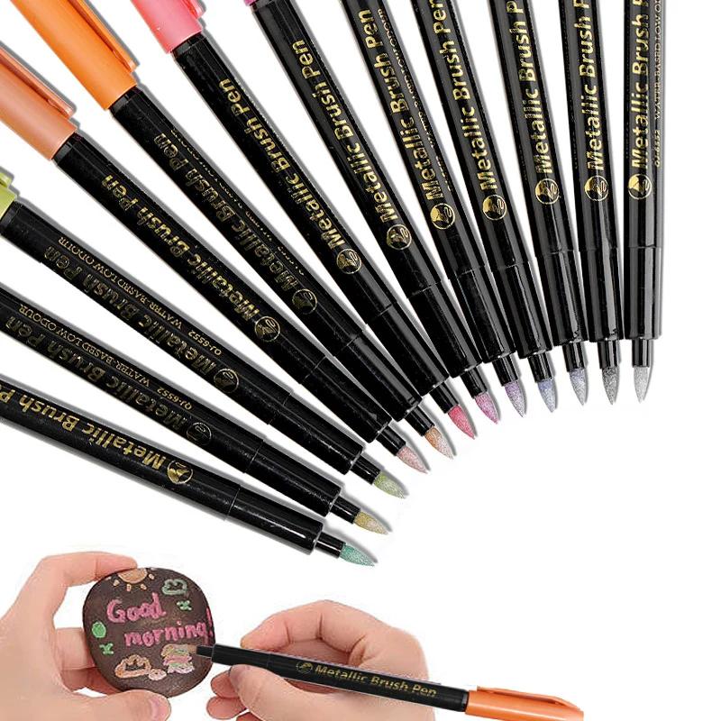 Metallic Brush Pens – 12 Vibrant Shades for DIY Magic