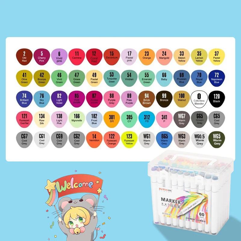 Watercolor Markers | Dual Tip (Bullet & Chisel) | 60 Colors