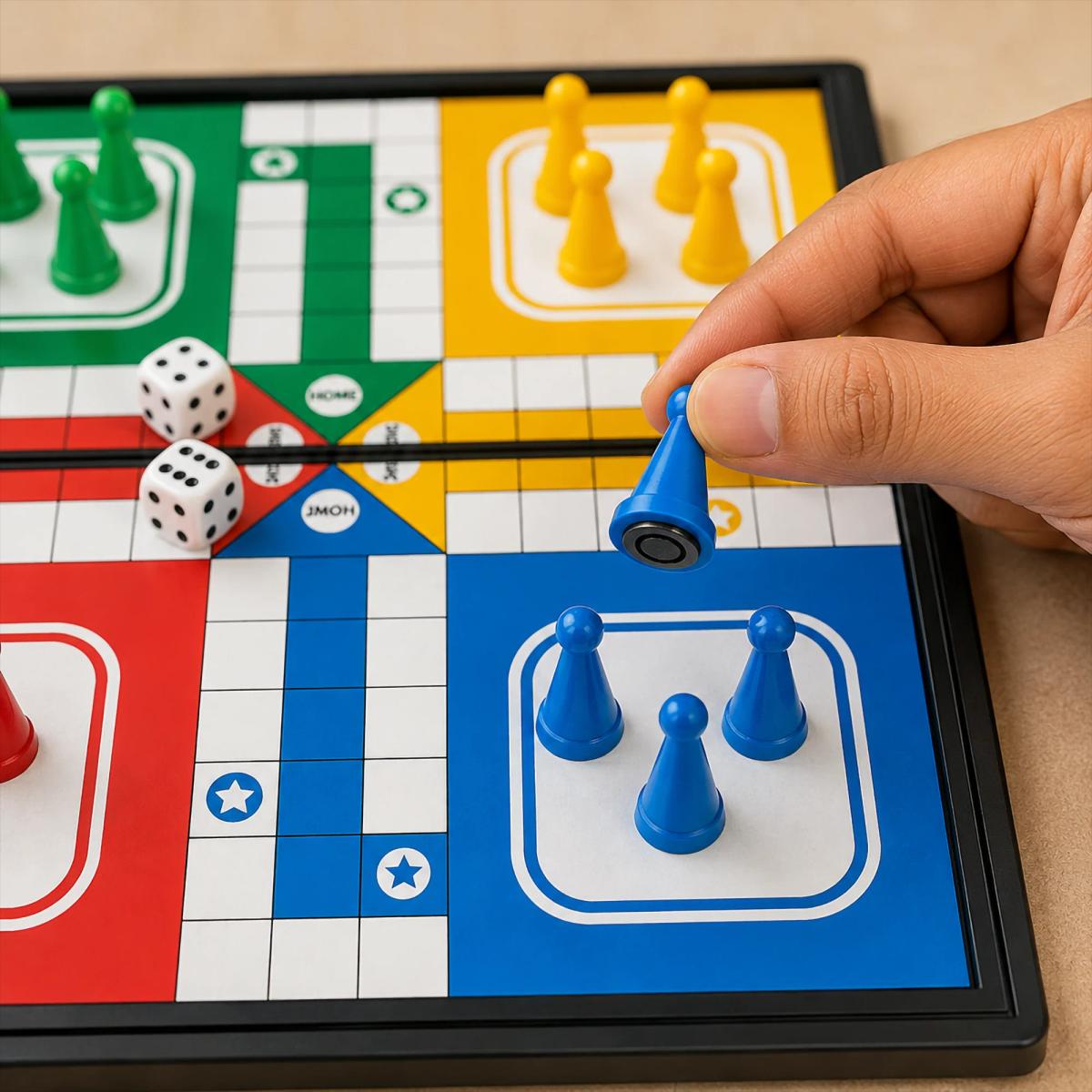 Magnetic Ludo Game for Kids | Portable Folding Board Game with Magnetic Pieces