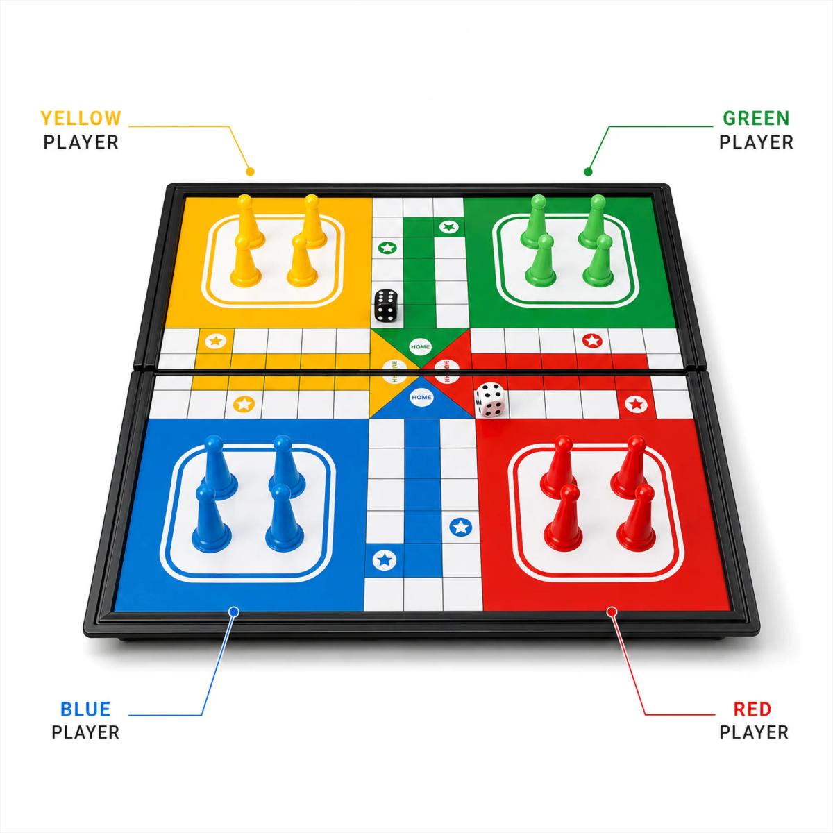 Magnetic Ludo Game for Kids | Portable Folding Board Game with Magnetic Pieces
