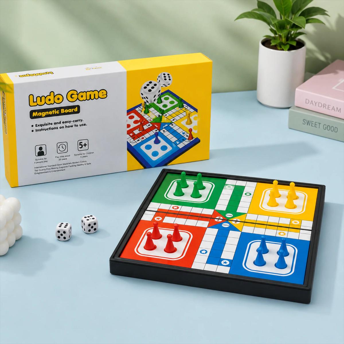 Magnetic Ludo Game for Kids | Portable Folding Board Game with Magnetic Pieces
