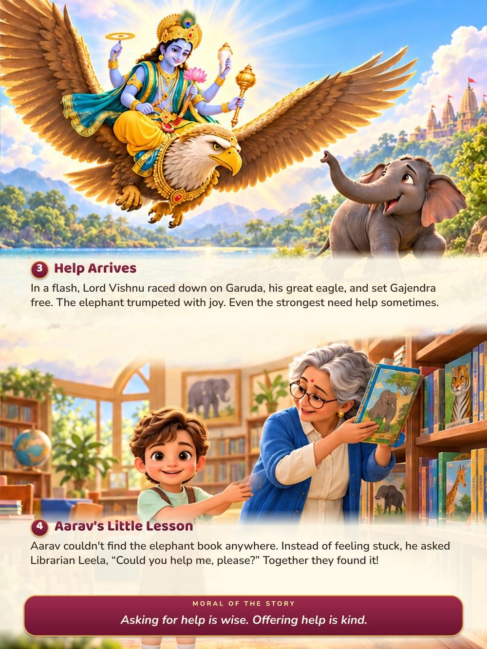 Gajendra and the Call for Help, with the child in the story
