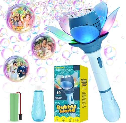 Electric Bubble Stick for Kids, Automatic Bubble Machine 10000+ Bubbles Light Up Flower Bubble Wand Bubble Toys for Summer Outdoor Party Wedding (BLUE) (Blue) personalized storybook cover