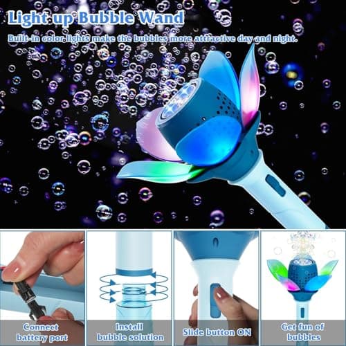 Electric Bubble Stick for Kids, Automatic Bubble Machine 10000+ Bubbles Light Up Flower Bubble Wand Bubble Toys for Summer Outdoor Party Wedding (BLUE) (Blue) personalized storybook cover thumbnail