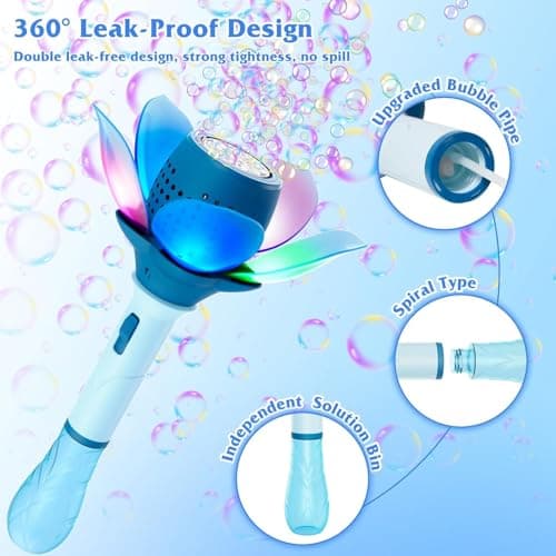 Electric Bubble Stick for Kids, Automatic Bubble Machine 10000+ Bubbles Light Up Flower Bubble Wand Bubble Toys for Summer Outdoor Party Wedding (BLUE) (Blue) personalized storybook cover thumbnail