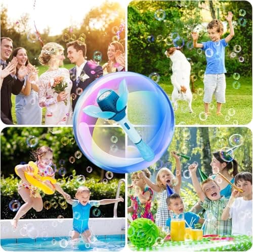 Electric Bubble Stick for Kids, Automatic Bubble Machine 10000+ Bubbles Light Up Flower Bubble Wand Bubble Toys for Summer Outdoor Party Wedding (BLUE) (Blue) personalized storybook cover thumbnail