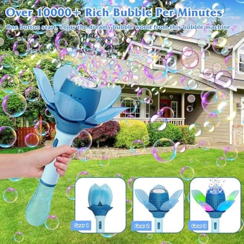 Electric Bubble Stick for Kids, Automatic Bubble Machine 10000+ Bubbles Light Up Flower Bubble Wand Bubble Toys for Summer Outdoor Party Wedding (BLUE) (Blue) personalized storybook cover thumbnail