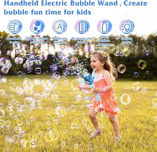 Electric Bubble Stick for Kids, Automatic Bubble Machine 10000+ Bubbles Light Up Flower Bubble Wand Bubble Toys for Summer Outdoor Party Wedding (BLUE) (Blue) personalized storybook cover thumbnail