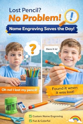 Personalized Pencils With Name | Personalised Name Pencils for Kids (Set of 10) | With Eraser & Sharpener personalized storybook cover thumbnail