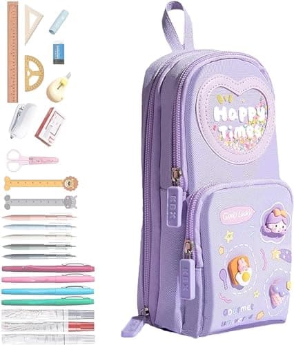 Canvas 6-Layer Premium Pencil Case – Cute Large Capacity 3-Compartment Pouch for Girls | Multicolour personalized storybook cover thumbnail