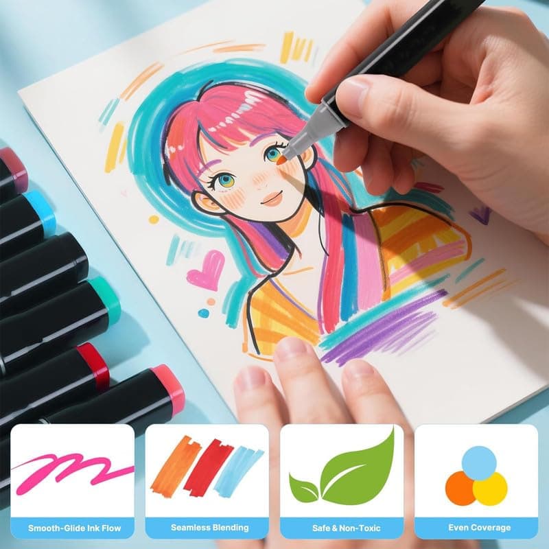 Dual Tip Art Markers 24 Colors with Carry Bag personalized storybook cover thumbnail