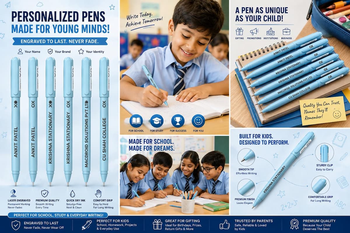 Personalized Bright MultiColor Ballpoint Pens with Name – Soft-Touch Matte Custom Pen Set personalized storybook cover