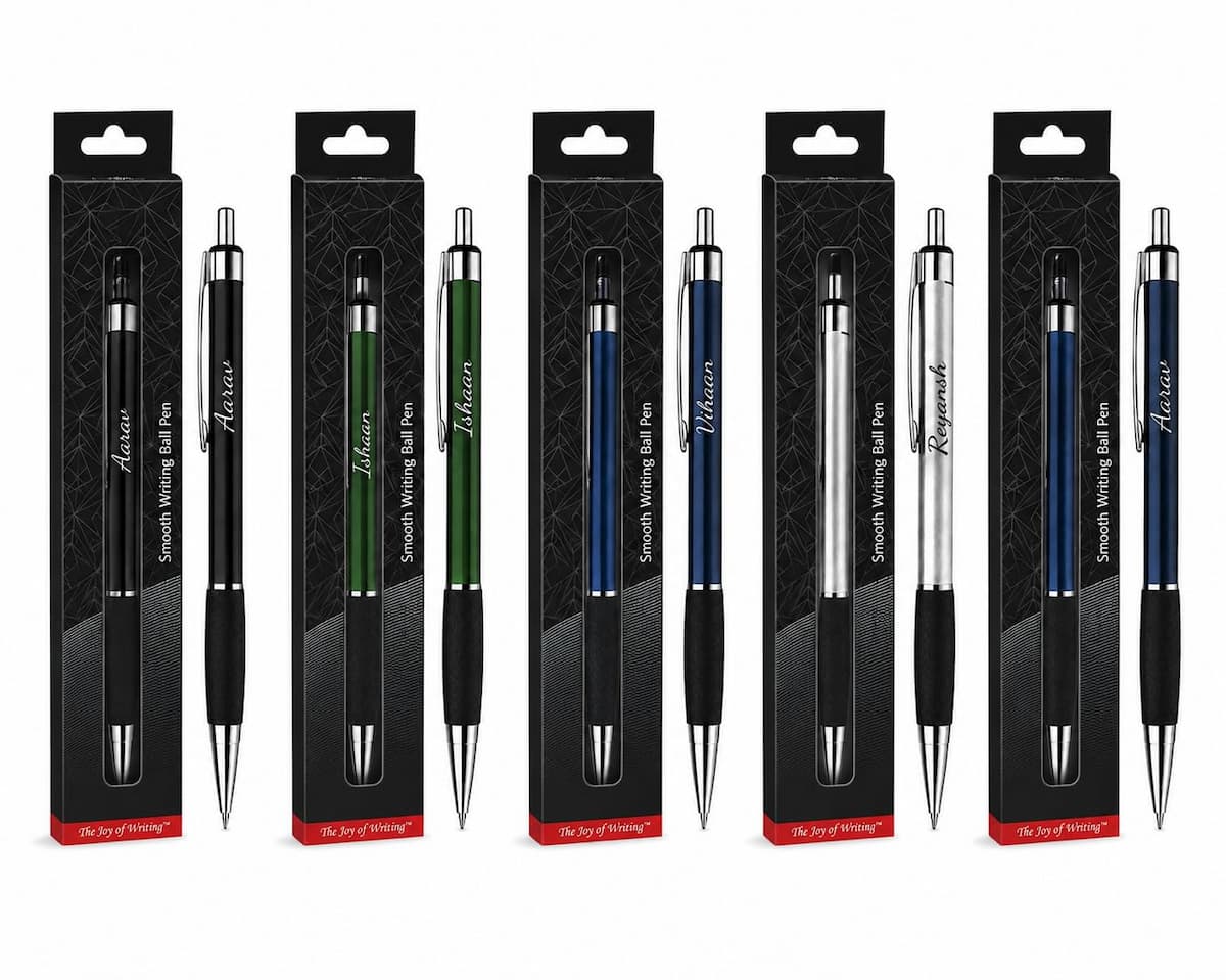 Personalized Bright MultiColor Ballpoint Pens with Name – Soft-Touch Matte Custom Pen Set personalized storybook cover thumbnail