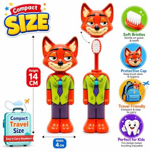 Kids Cartoon Animal Character Toothbrush with Soft Bristles & Easy Grip Handle, Assorted (Random 3pcs)