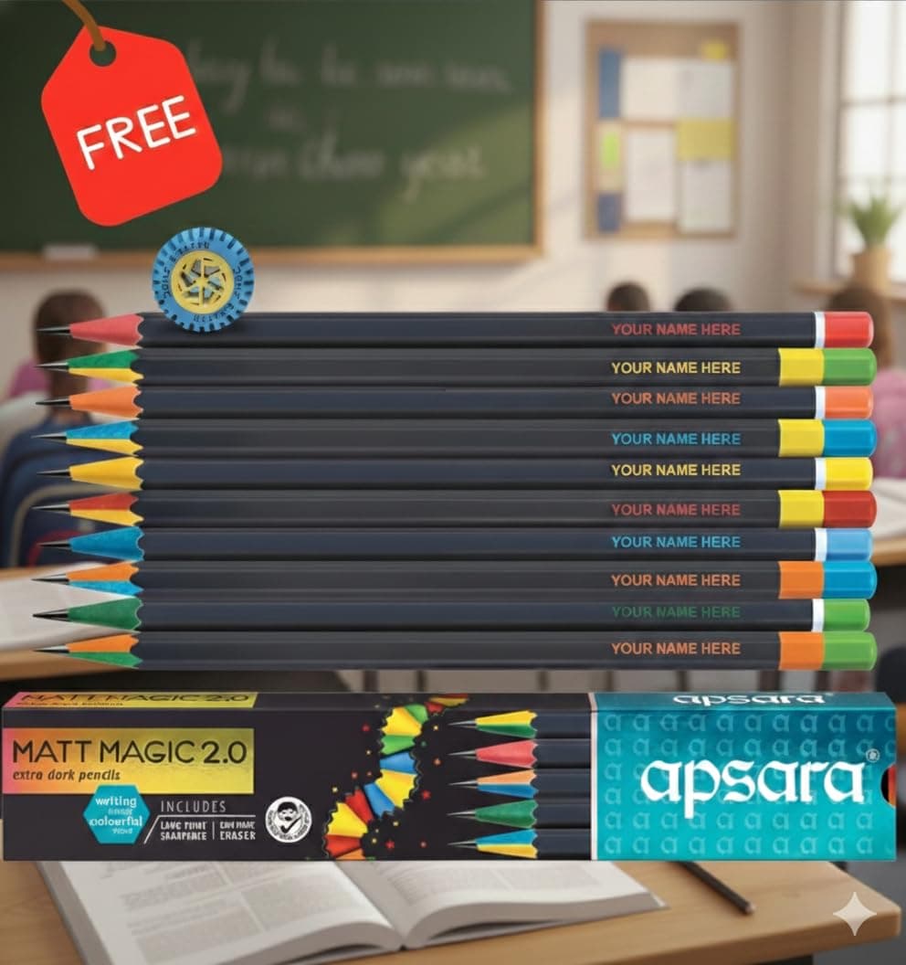 Personalised Name Pencils for Kids Set (20 Pcs) – Customised Engraved Pencil Set for School | Birthday Return Gift | Premium Wooden HB Pencils personalized storybook cover thumbnail