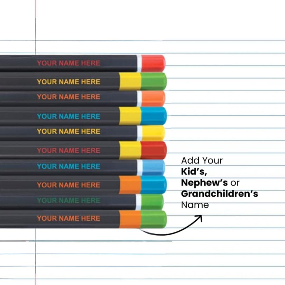 Personalised Name Pencils for Kids Set (20 Pcs) – Customised Engraved Pencil Set for School | Birthday Return Gift | Premium Wooden HB Pencils personalized storybook cover thumbnail